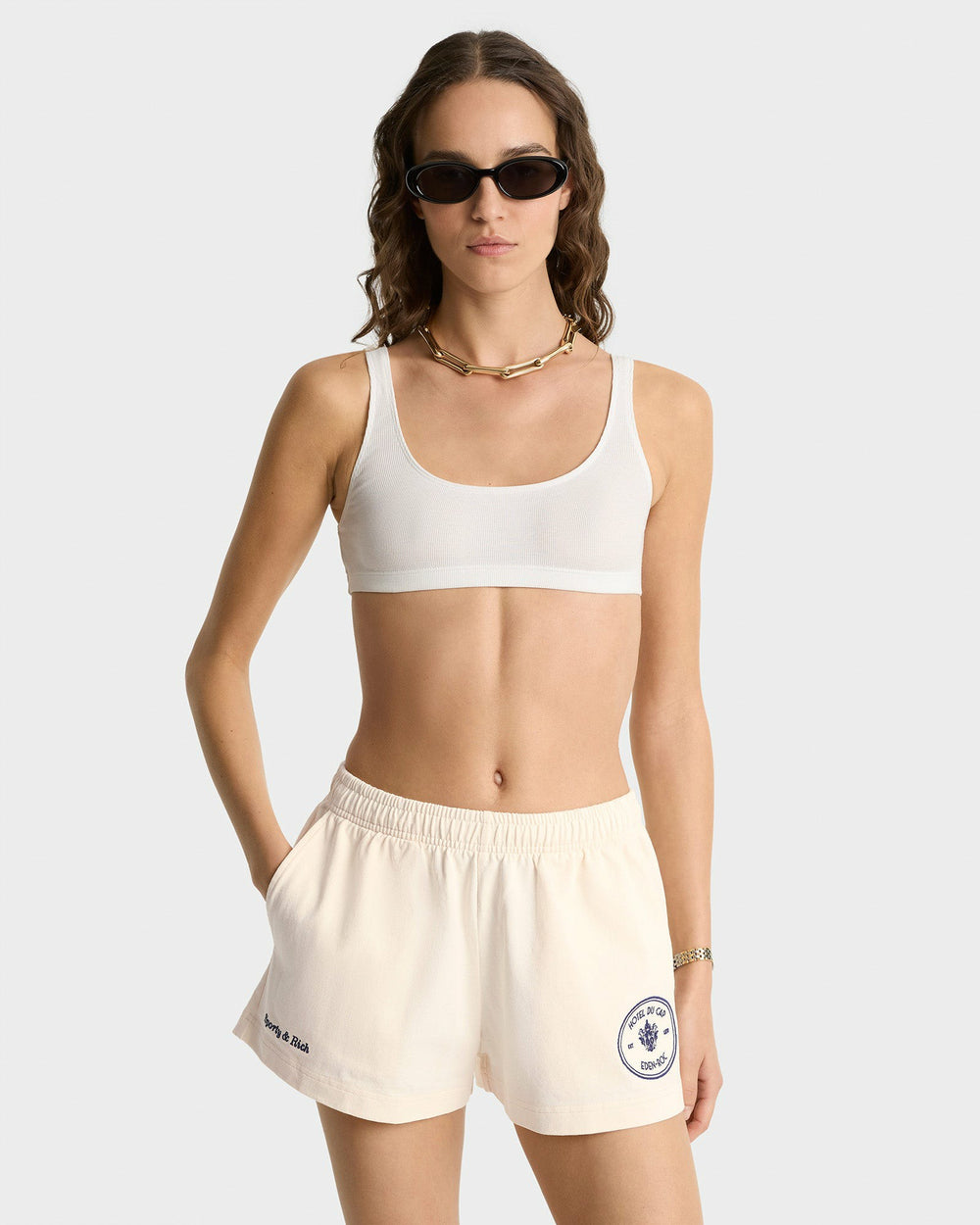 Eden Crest Disco Short - Cream/Navy Sporty & Rich Online