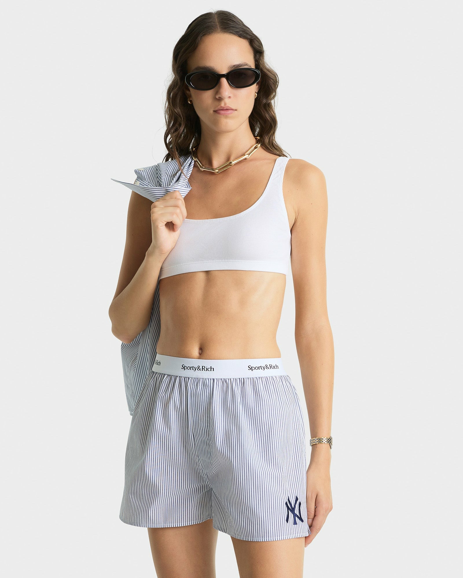 Yankees Serif Boxer Short - Navy Striped Sporty & Rich Sale