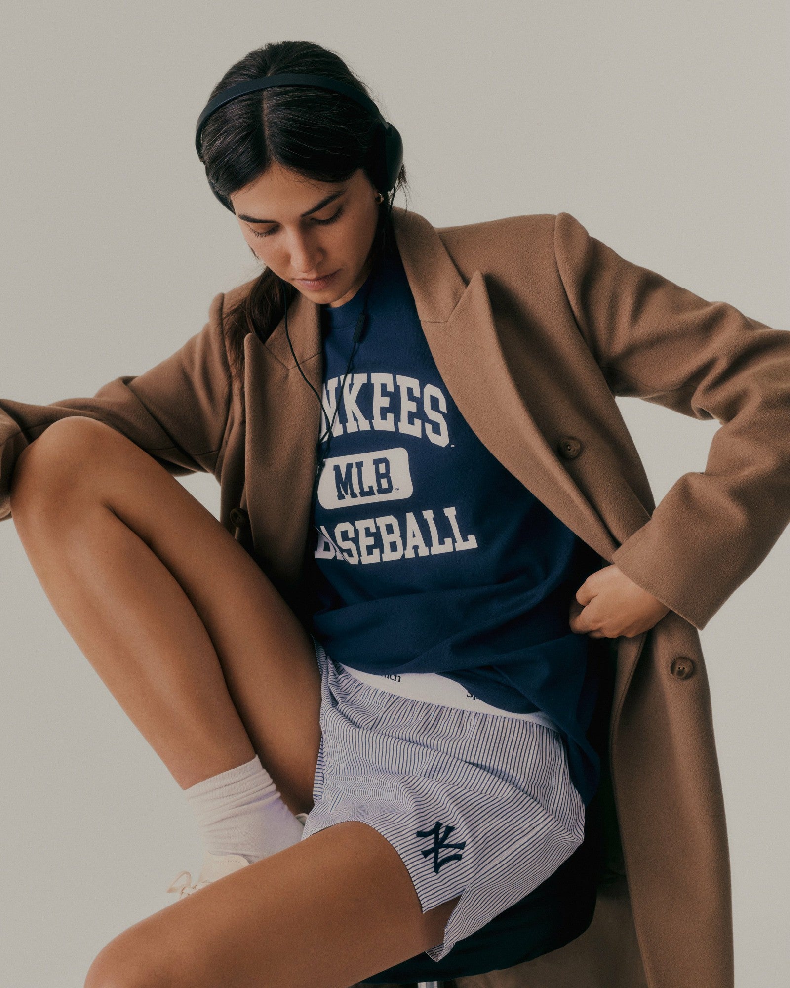 Yankees Serif Boxer Short - Navy Striped Sporty & Rich Sale