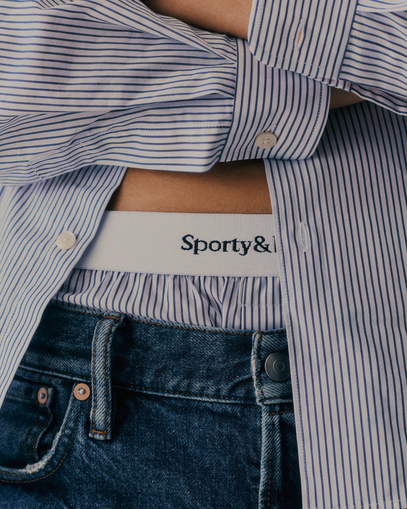 Yankees Serif Boxer Short - Navy Striped Sporty & Rich Sale