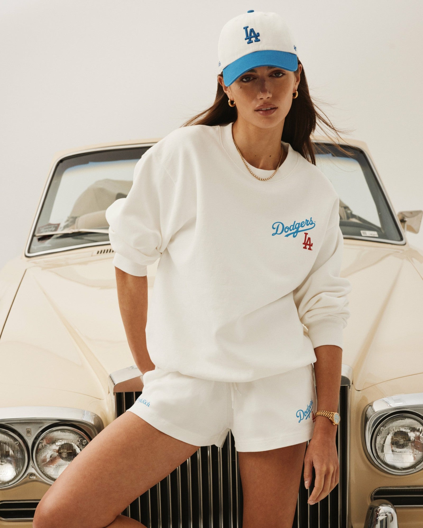Dodgers Serif Disco Short - White/Team Blue Sporty & Rich Discount