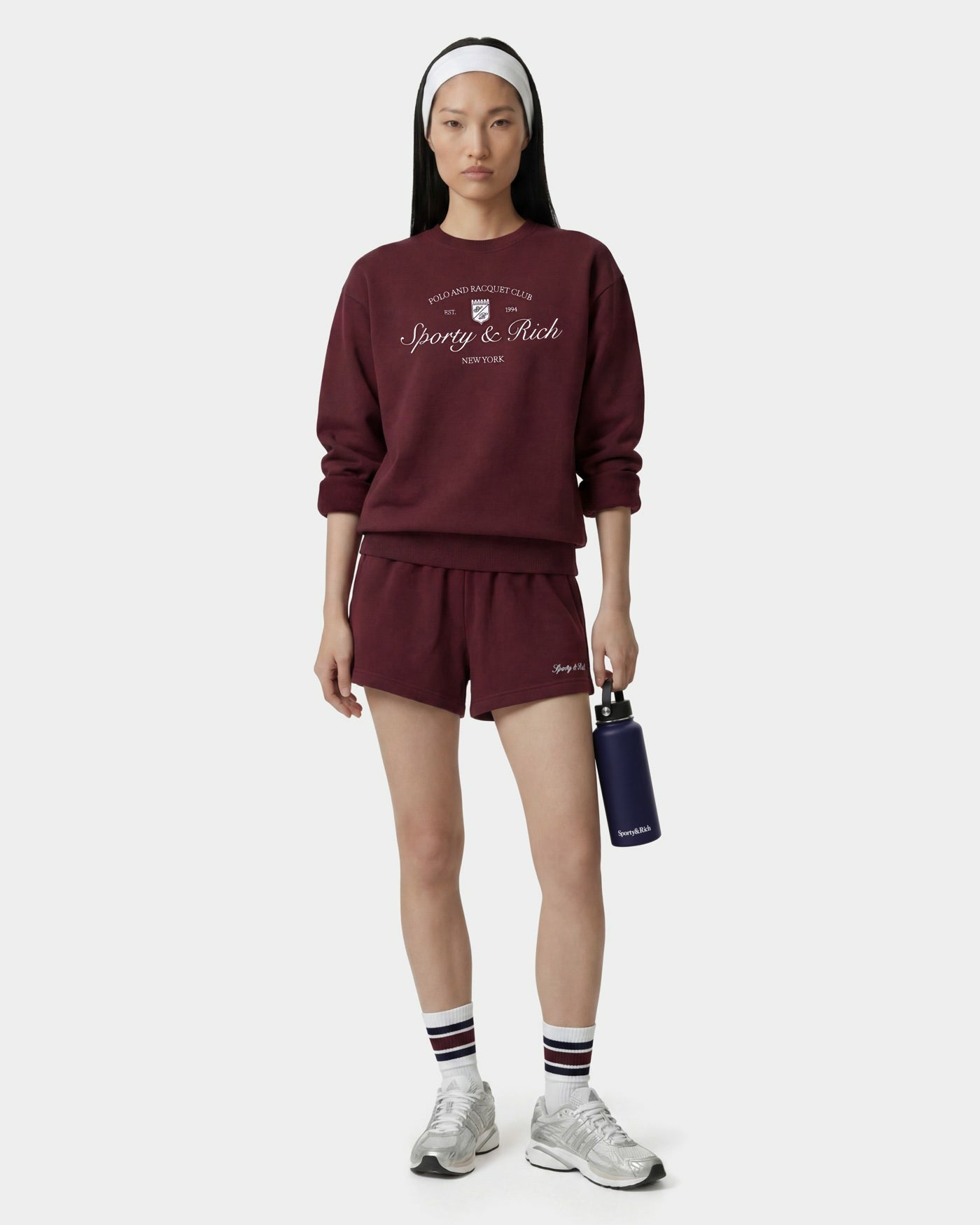 Syracuse Embroidered Disco Short - Bordeaux/White Sporty & Rich For Sale
