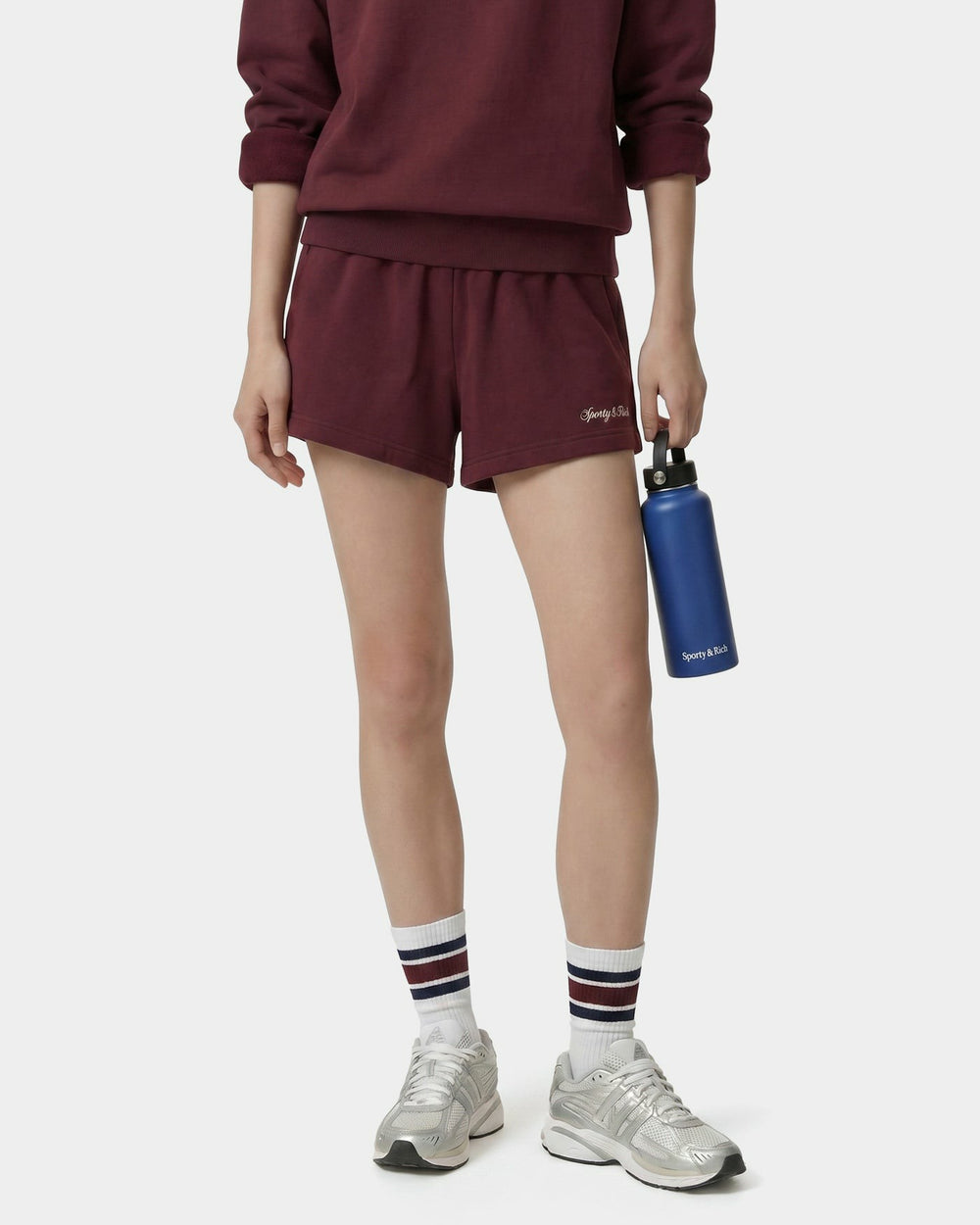 Syracuse Embroidered Disco Short - Bordeaux/White Sporty & Rich For Sale