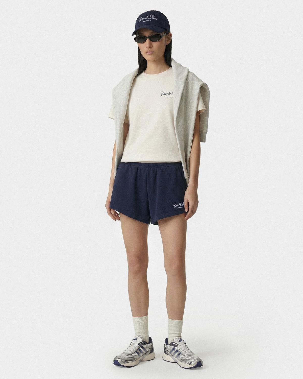 Vendome LA Embroidered Disco Short - Navy/White Sporty & Rich Discount
