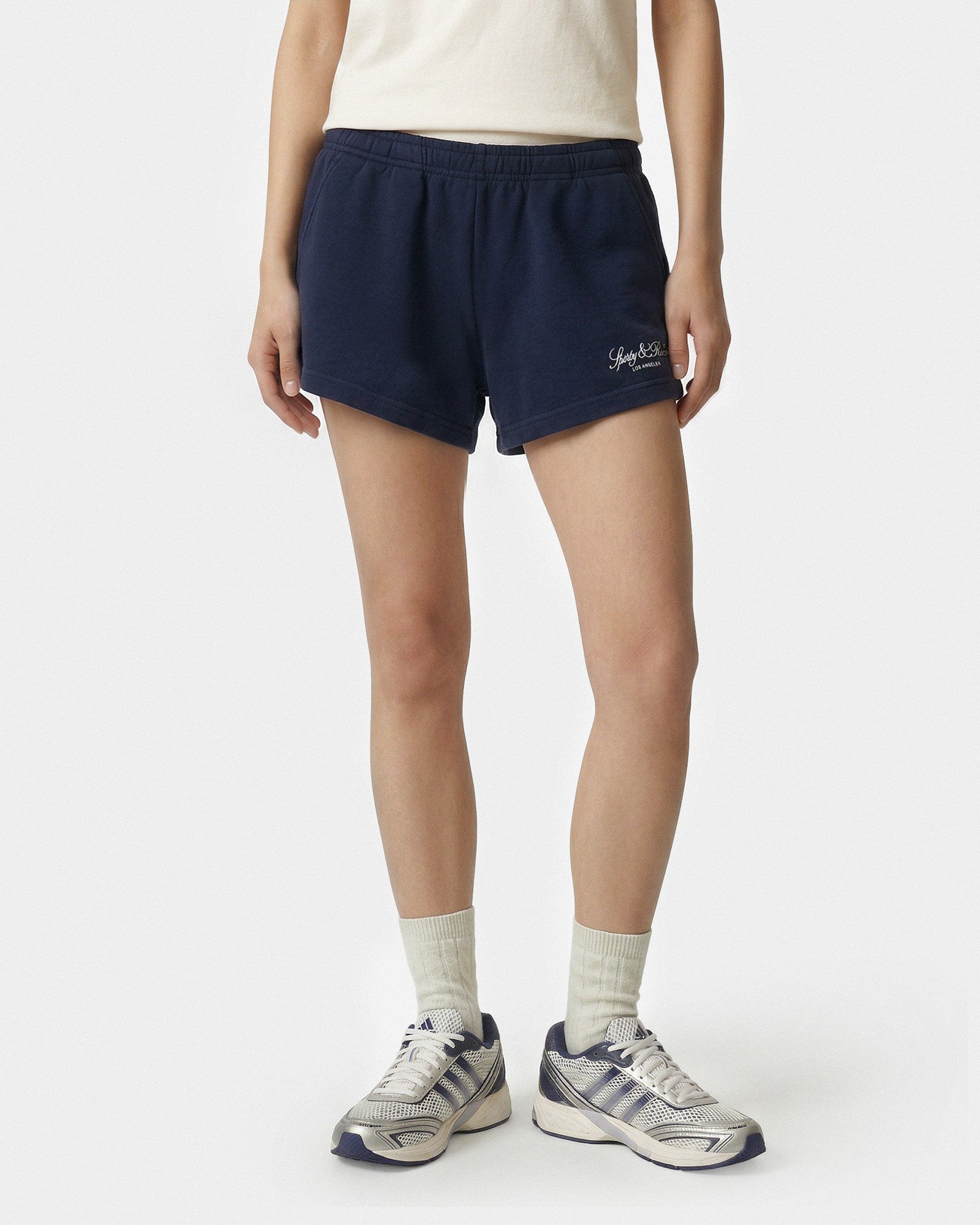 Vendome LA Embroidered Disco Short - Navy/White Sporty & Rich Discount