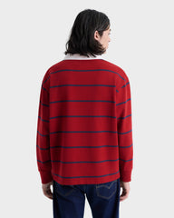 Serif Logo Rugby Polo Men - Merlot/White/Dark Navy Sporty & Rich For Sale