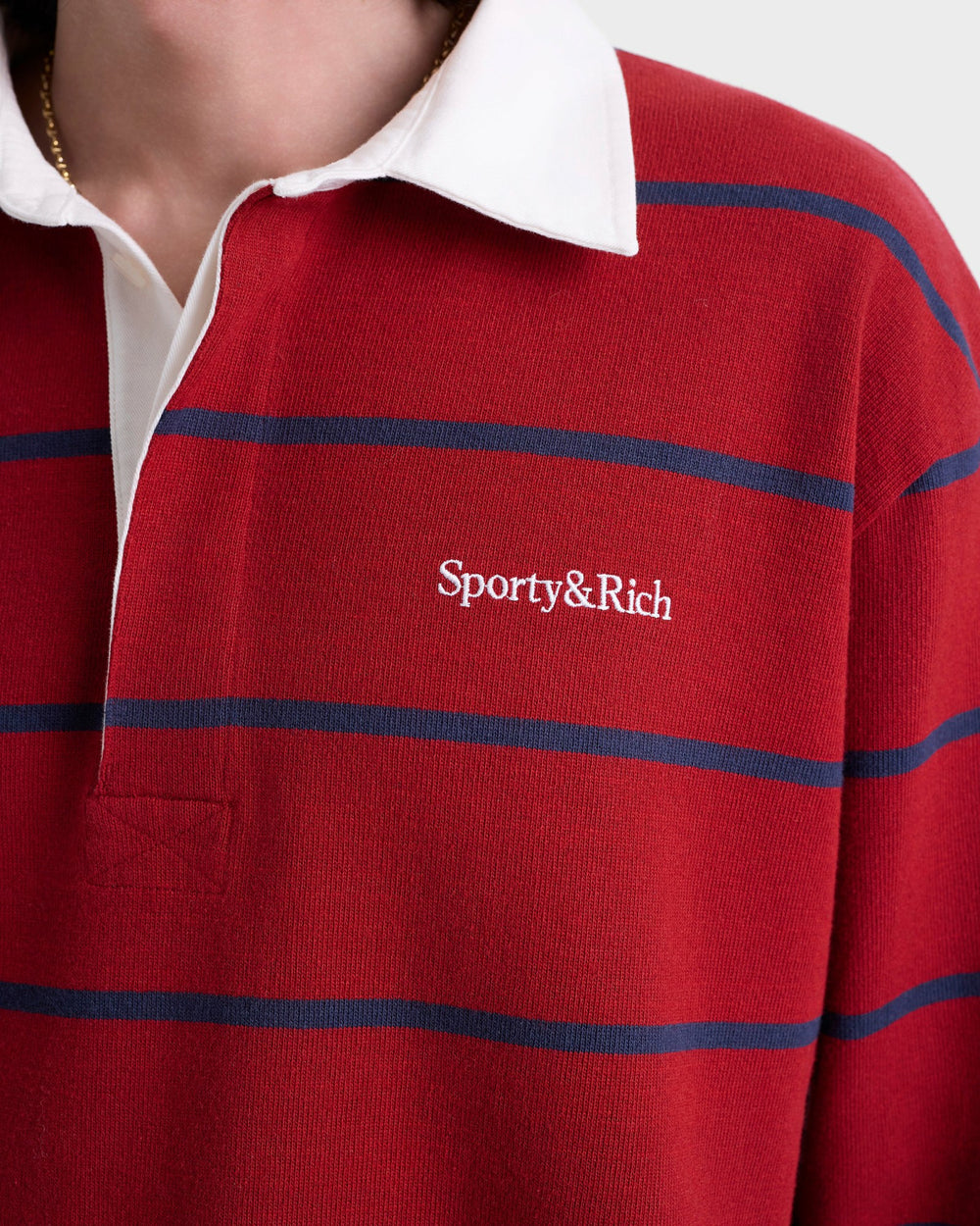 Serif Logo Rugby Polo Men - Merlot/White/Dark Navy Sporty & Rich For Sale