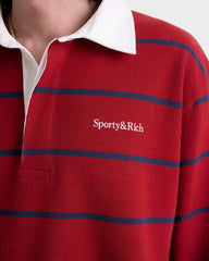Serif Logo Rugby Polo Men - Merlot/White/Dark Navy Sporty & Rich For Sale