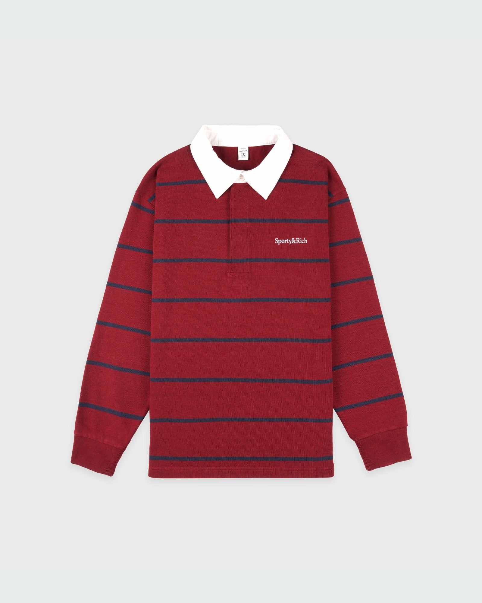 Serif Logo Rugby Polo Men - Merlot/White/Dark Navy Sporty & Rich For Sale
