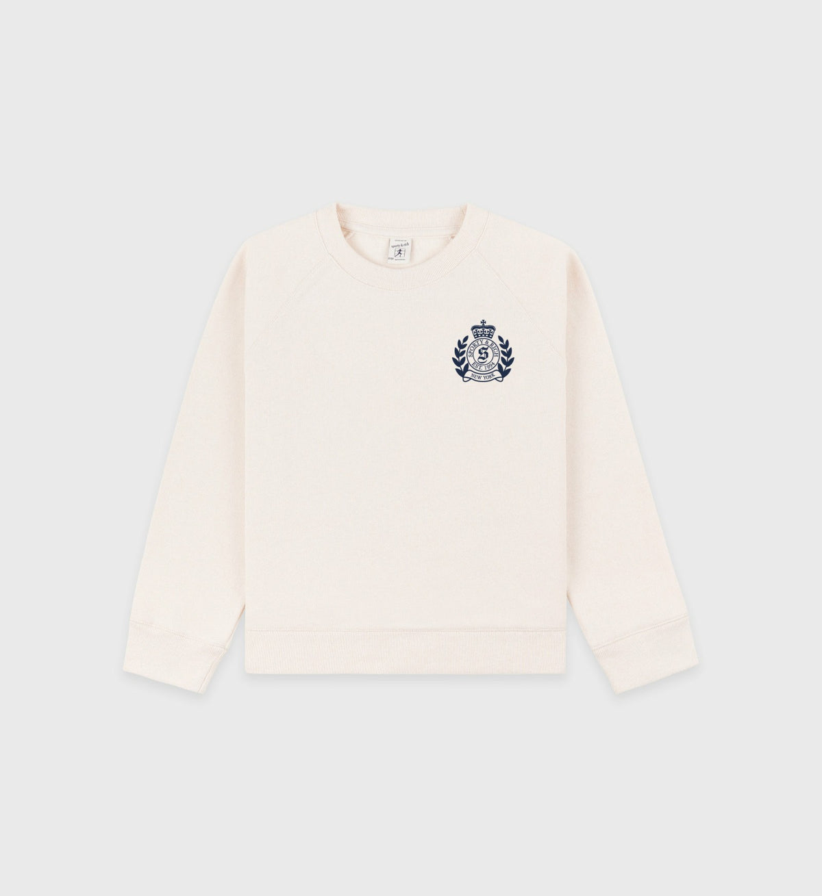H&W Crest Kids Crewneck - Cream/Navy Sporty & Rich Outlet