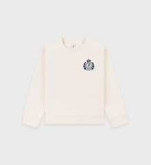 H&W Crest Kids Crewneck - Cream/Navy Sporty & Rich Outlet