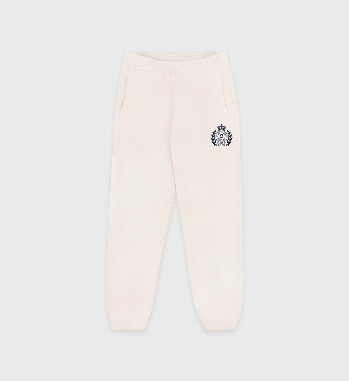 H&W Crest Kids Sweatpant - Cream/Navy Sporty & Rich US