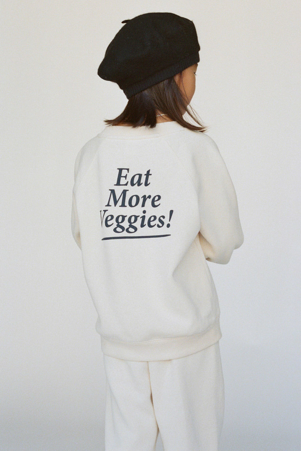 Eat More Veggies Kids Crewneck - Cream/Navy Sporty & Rich Sale