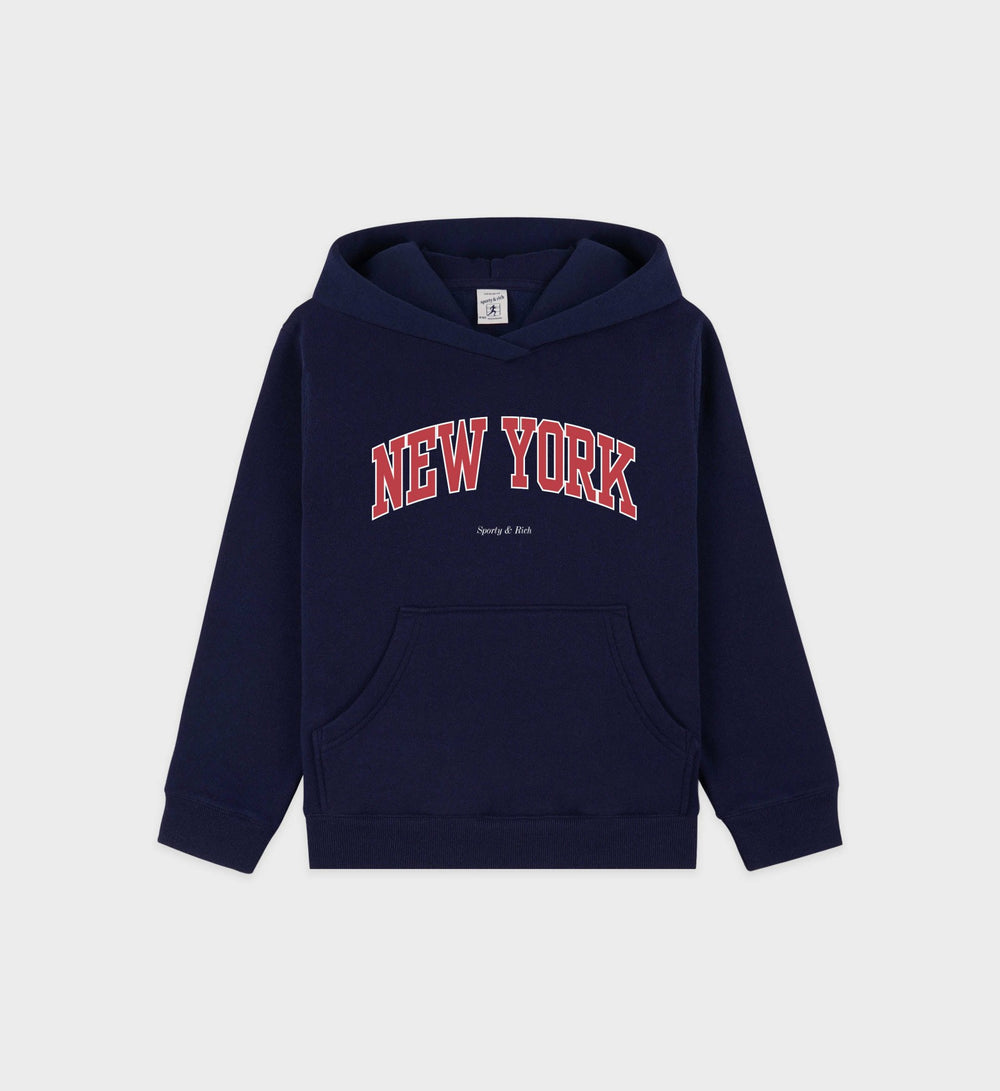 New York Ivy Kids Hoodie - Navy/Ruby Sporty & Rich Discount
