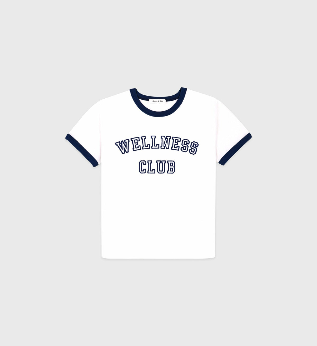 Wellness Club Flocked Kids Ringer Tee - White/Navy Sporty & Rich US