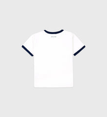 Wellness Club Flocked Kids Ringer Tee - White/Navy Sporty & Rich US