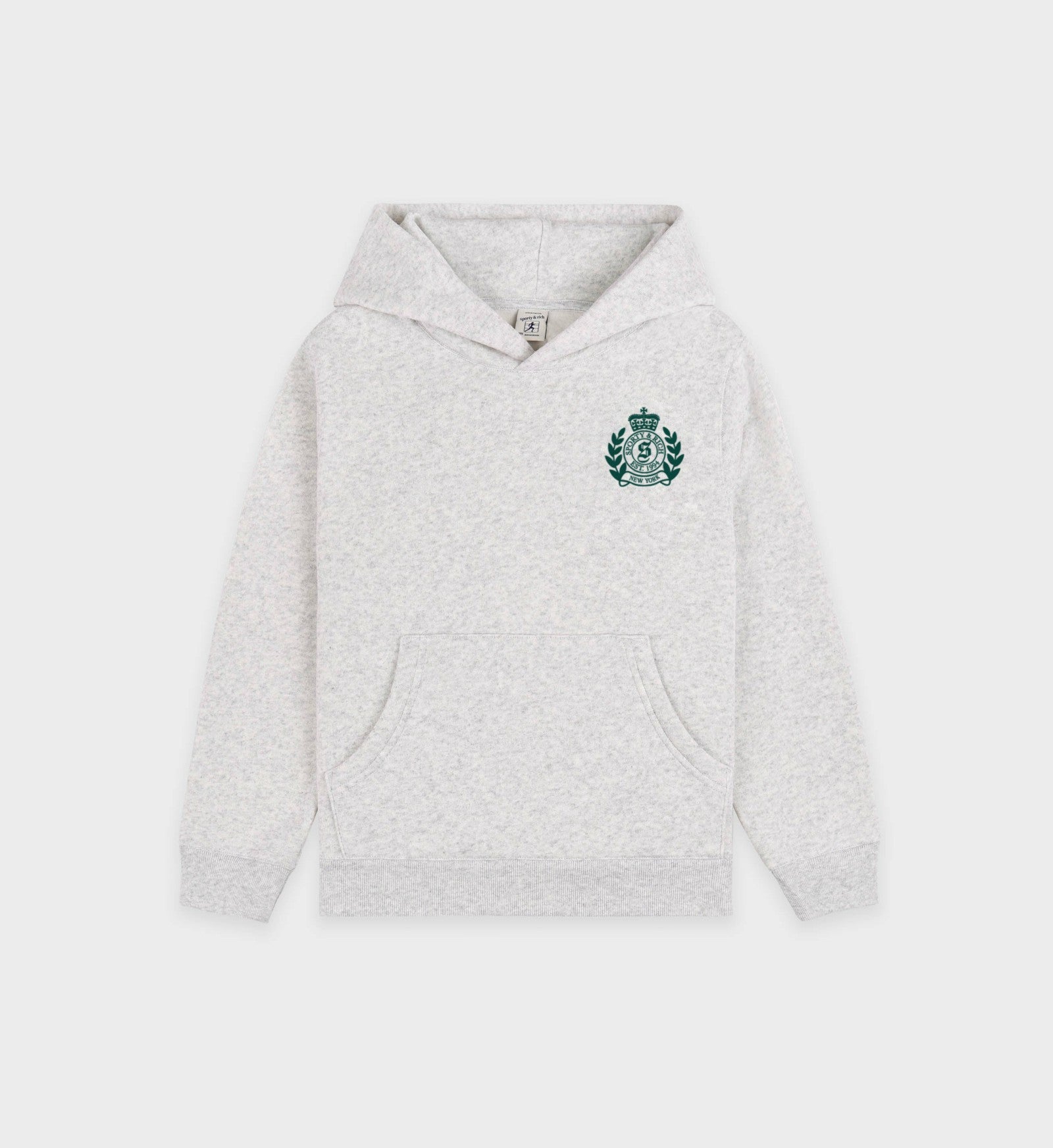 H&W Crest Kids Hoodie - Heather Gray/Forest Sporty & Rich Online