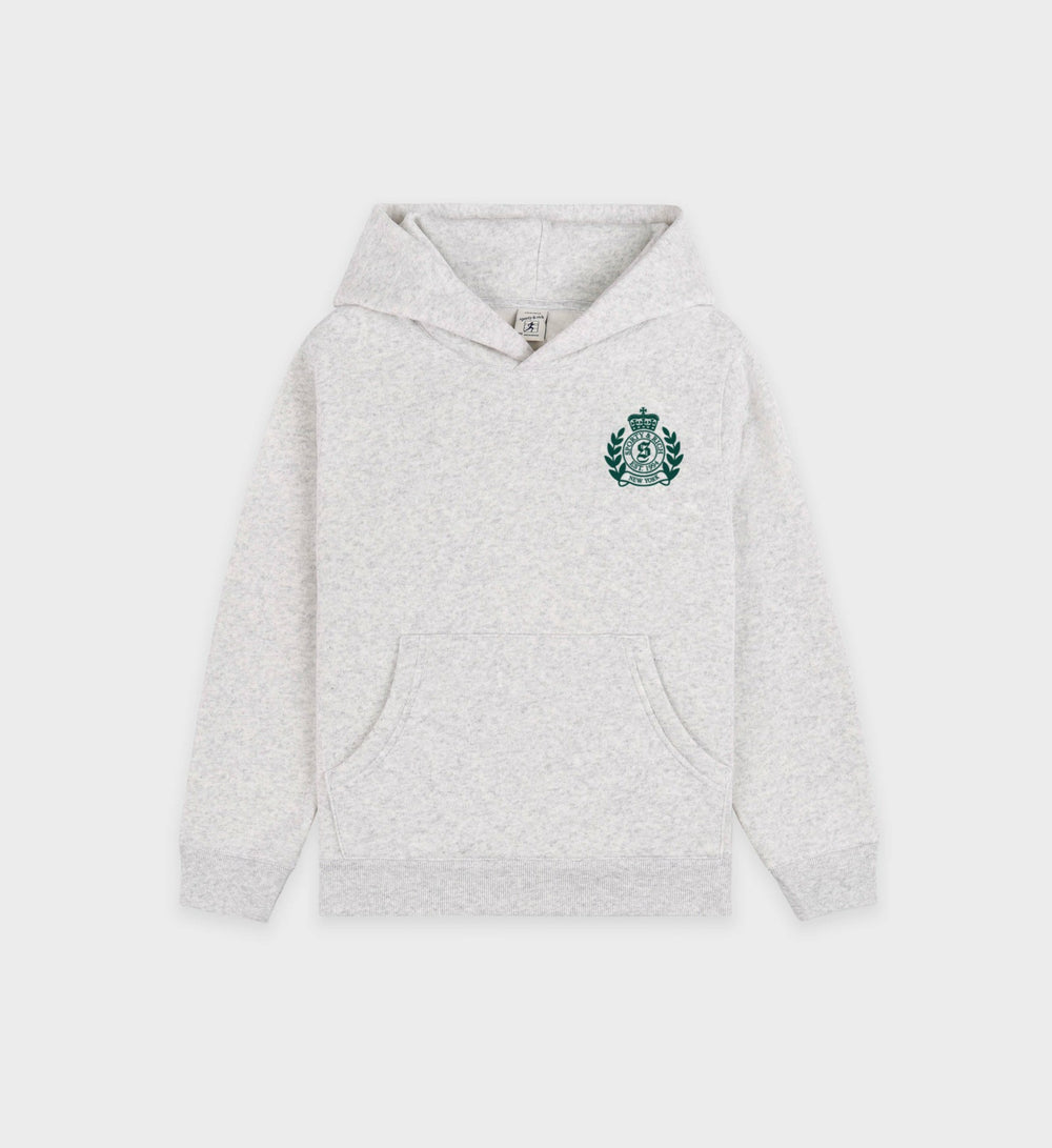 H&W Crest Kids Hoodie - Heather Gray/Forest Sporty & Rich Online