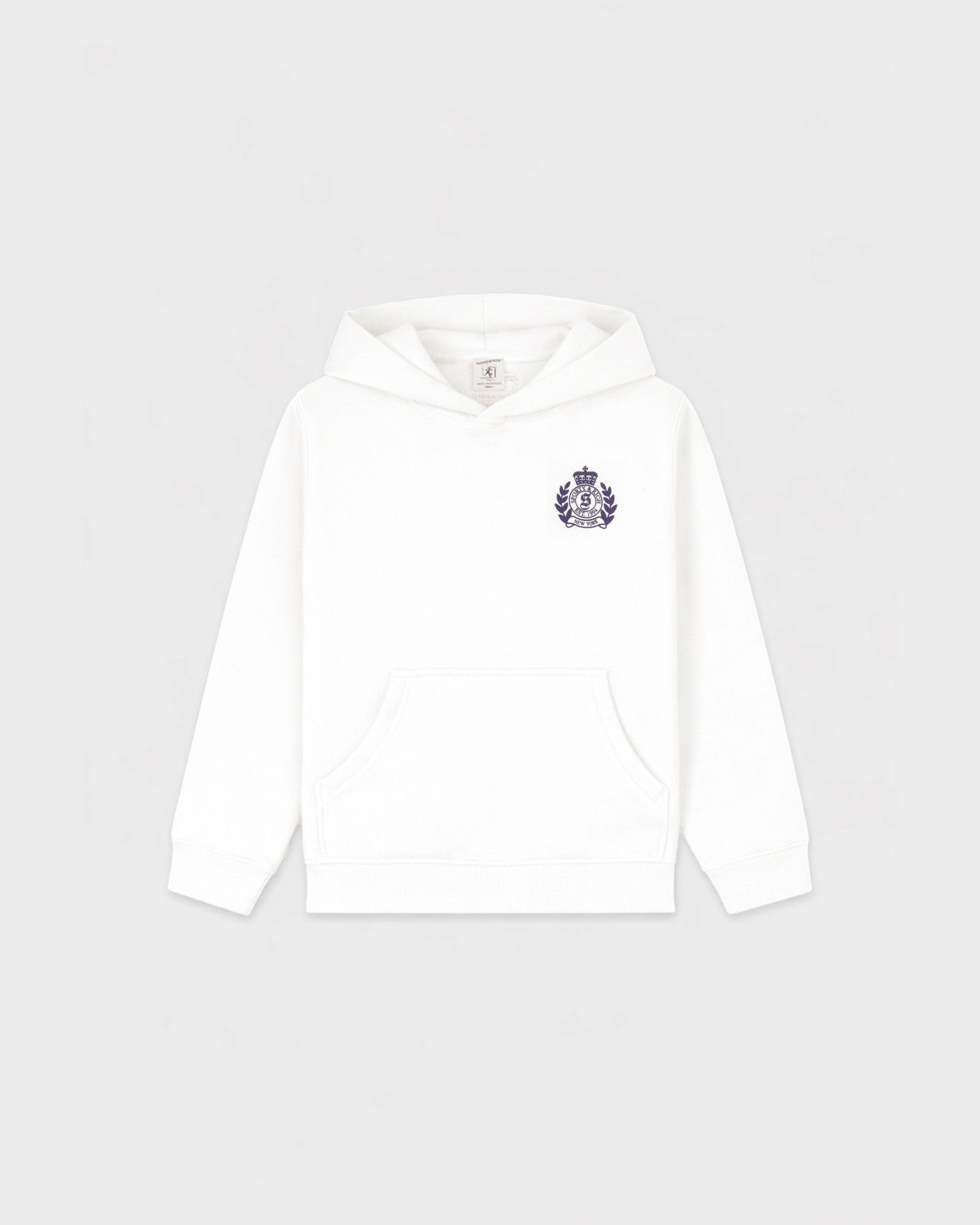 NY Crest Kids Hoodie - White/Light Navy Sporty & Rich US